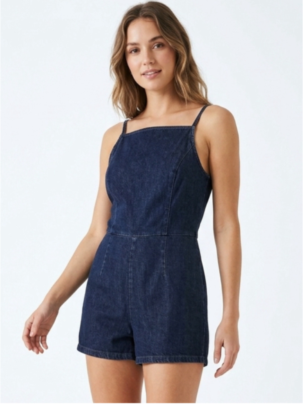 Abercrombie & Fitch Stretch Denim Sleeveless Short Jumpsuit Romper Med - 978